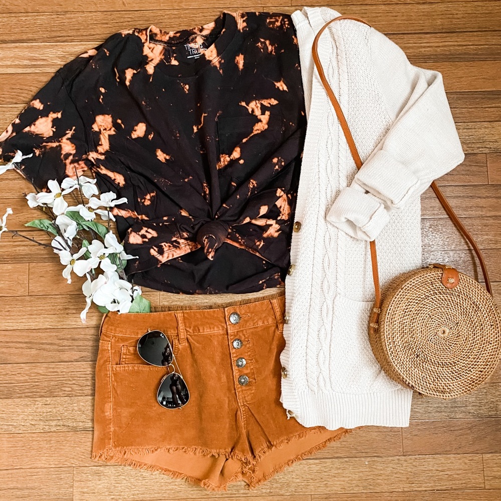 Black Cropped bleach splattered tee
